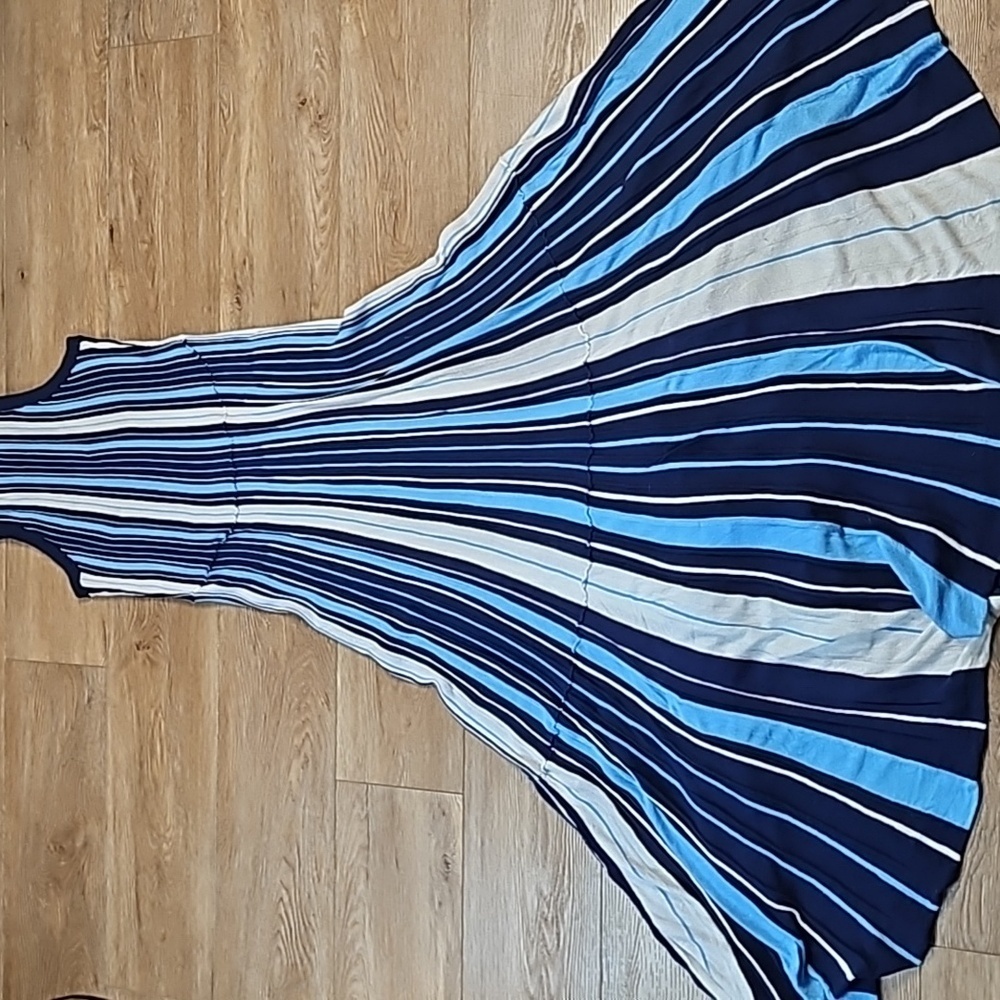 Maeve Navy and Light Blue Striped Maxi Dress - Picture 4 of 16